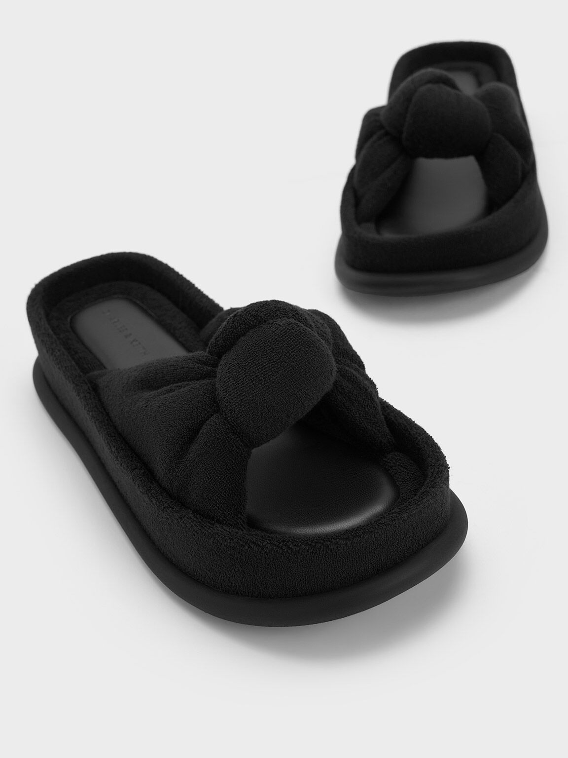 Sandalias Loey con textura de nudos, Negro texturizado, hi-res