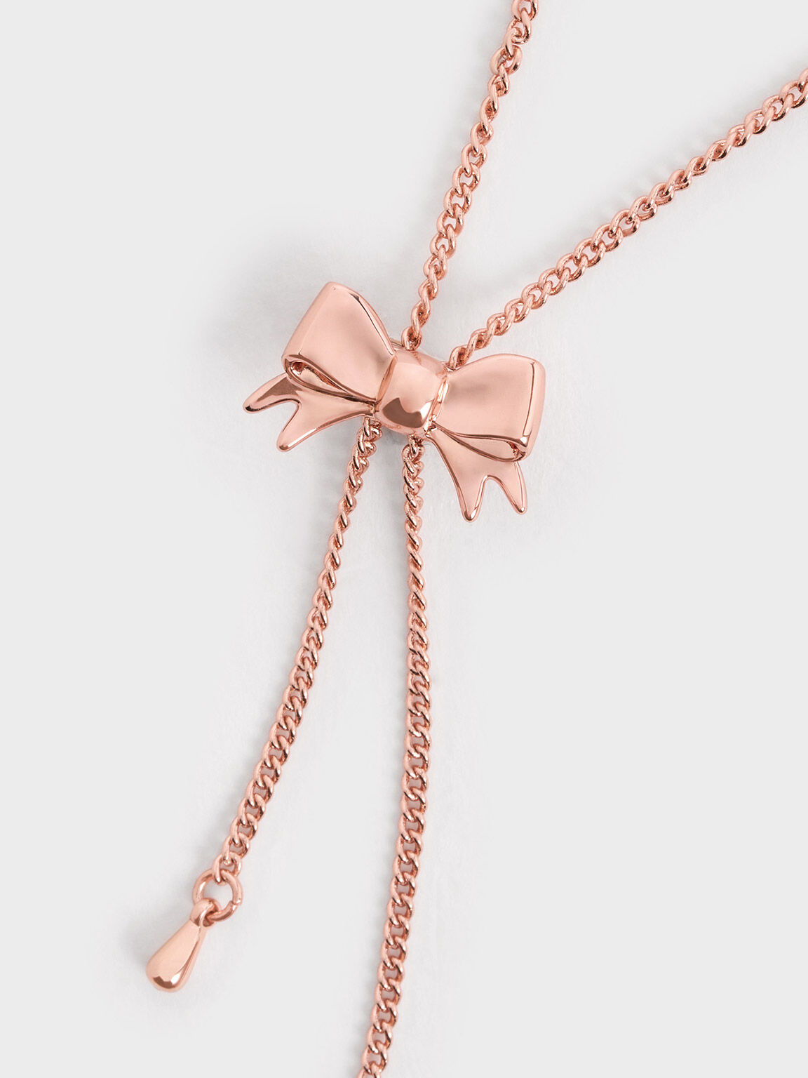 Paige Ribbon Necklace, Rose Gold, hi-res