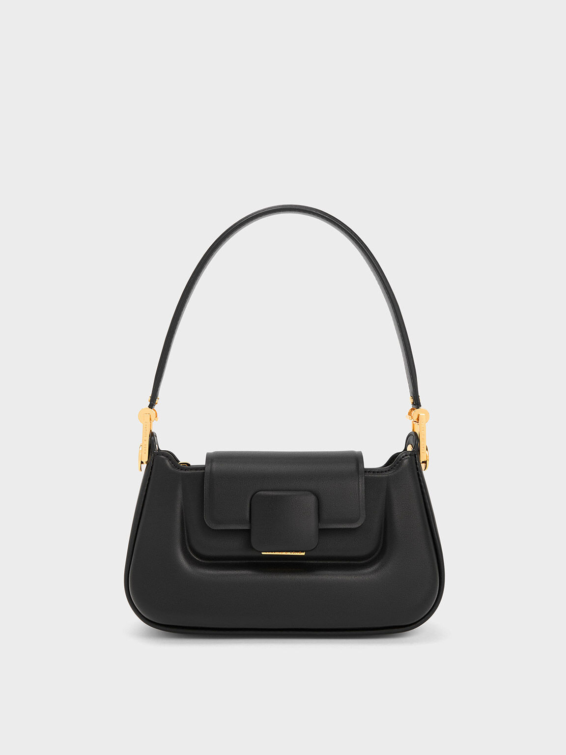 Twist Lock Square Mini Shoulder Bag In BLACK