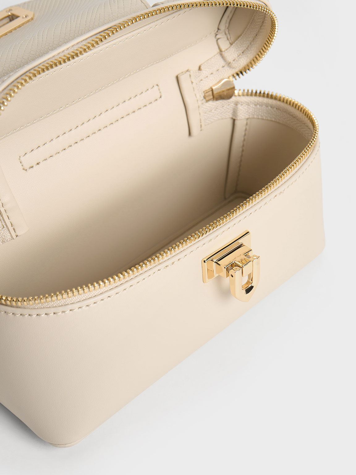 Beige Arwen Top Handle Vanity Bag - CHARLES & KEITH KR