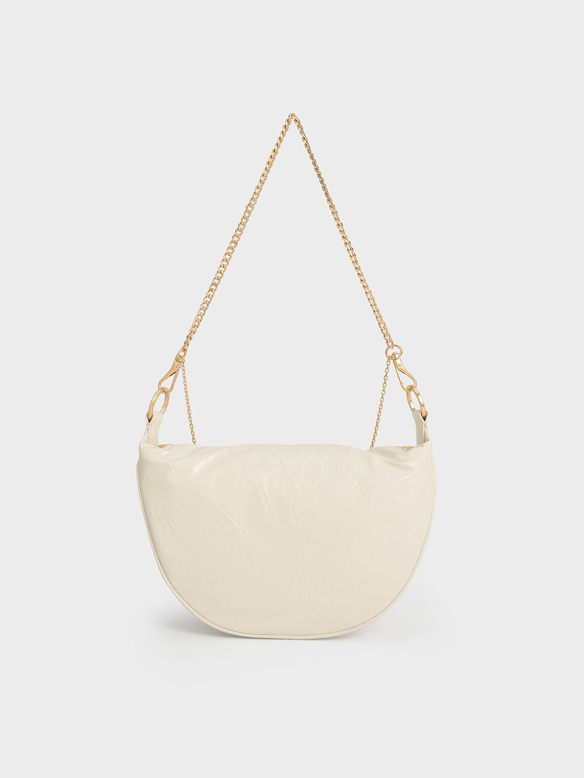 Philomena Crinkle-Effect Half-Moon Crossbody Bag, Cream, hi-res