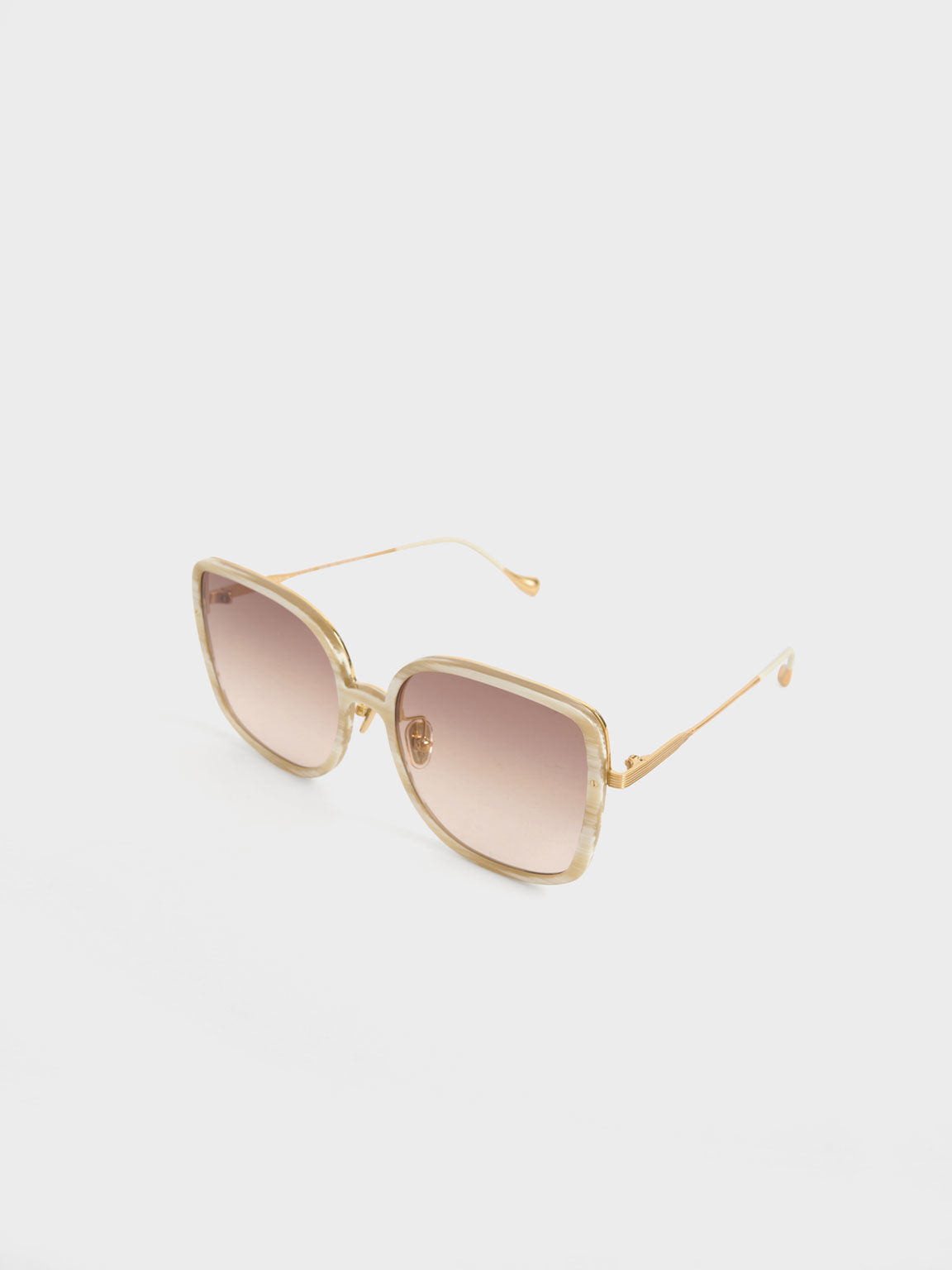 Cream Recycled Acetate Oversized Square Sunglasses - CHARLES & KEITH US
