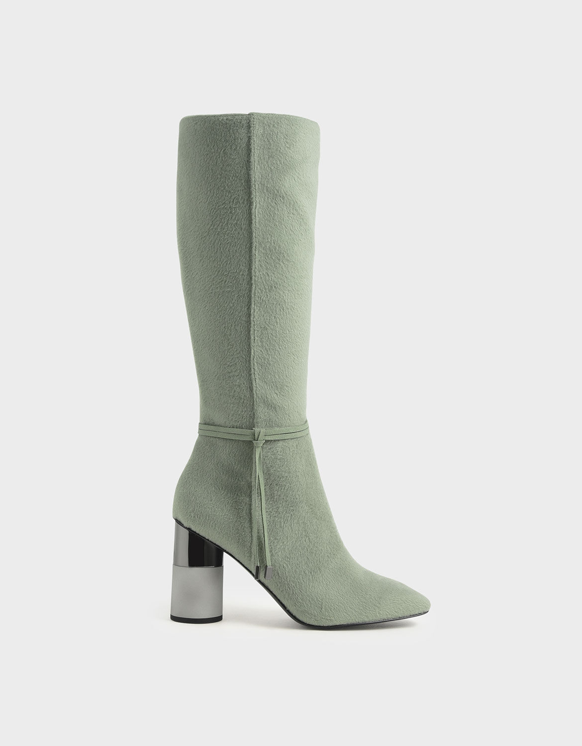 green leather knee high boots