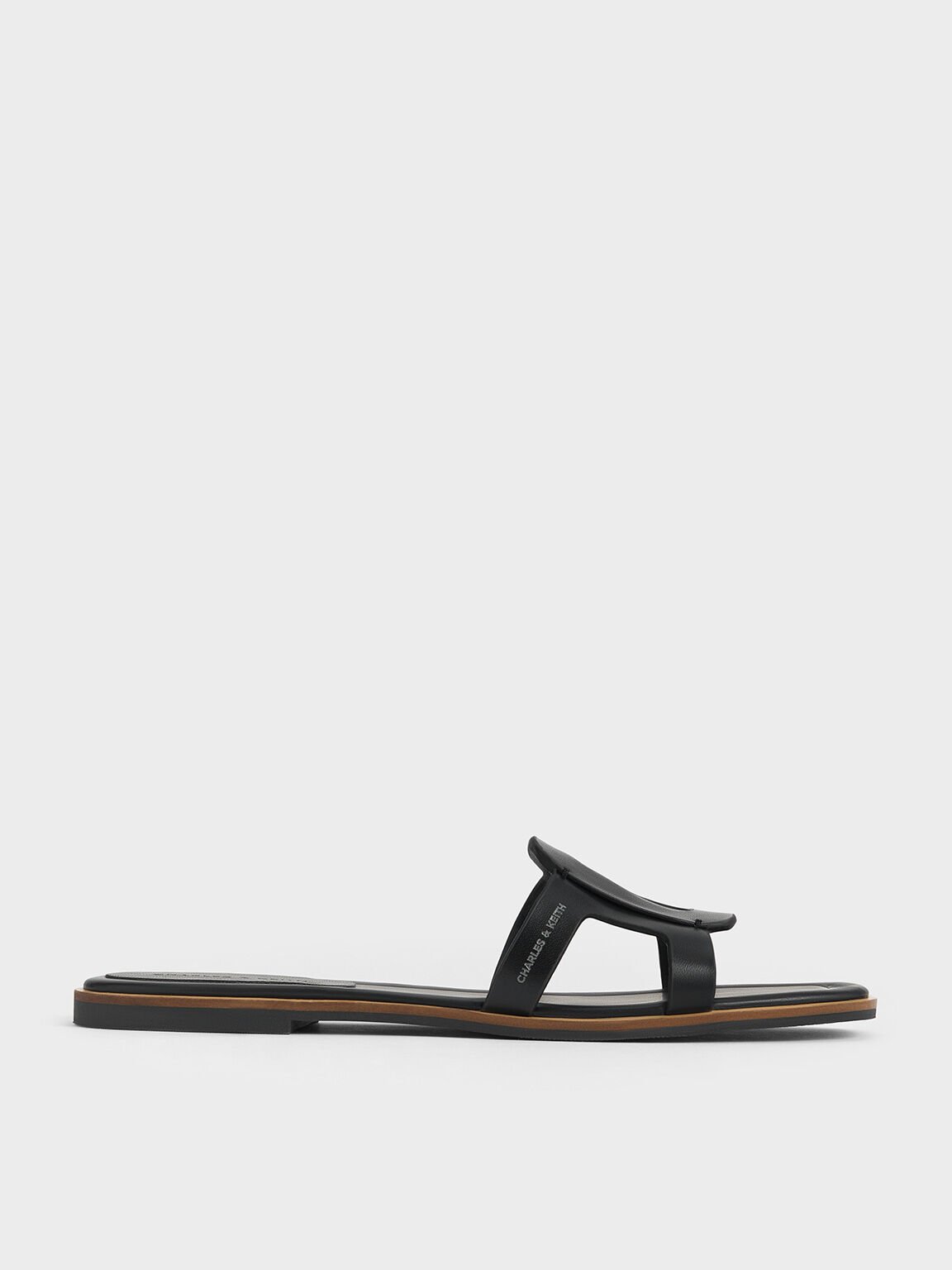 Easley Cut-Out Slide Sandals, Black, hi-res