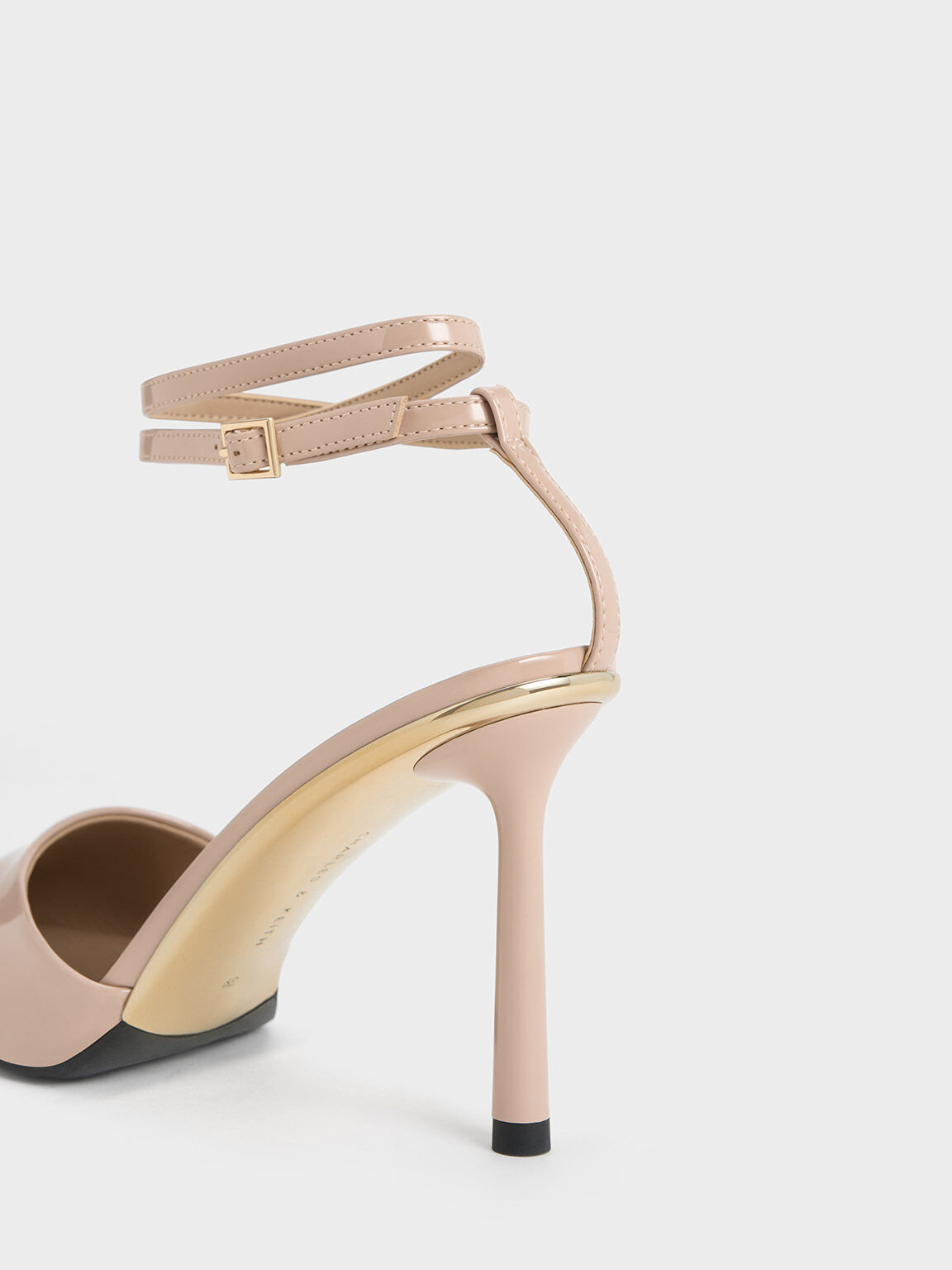 Patent Pointed-Toe Ankle-Strap Pumps, Nude, hi-res