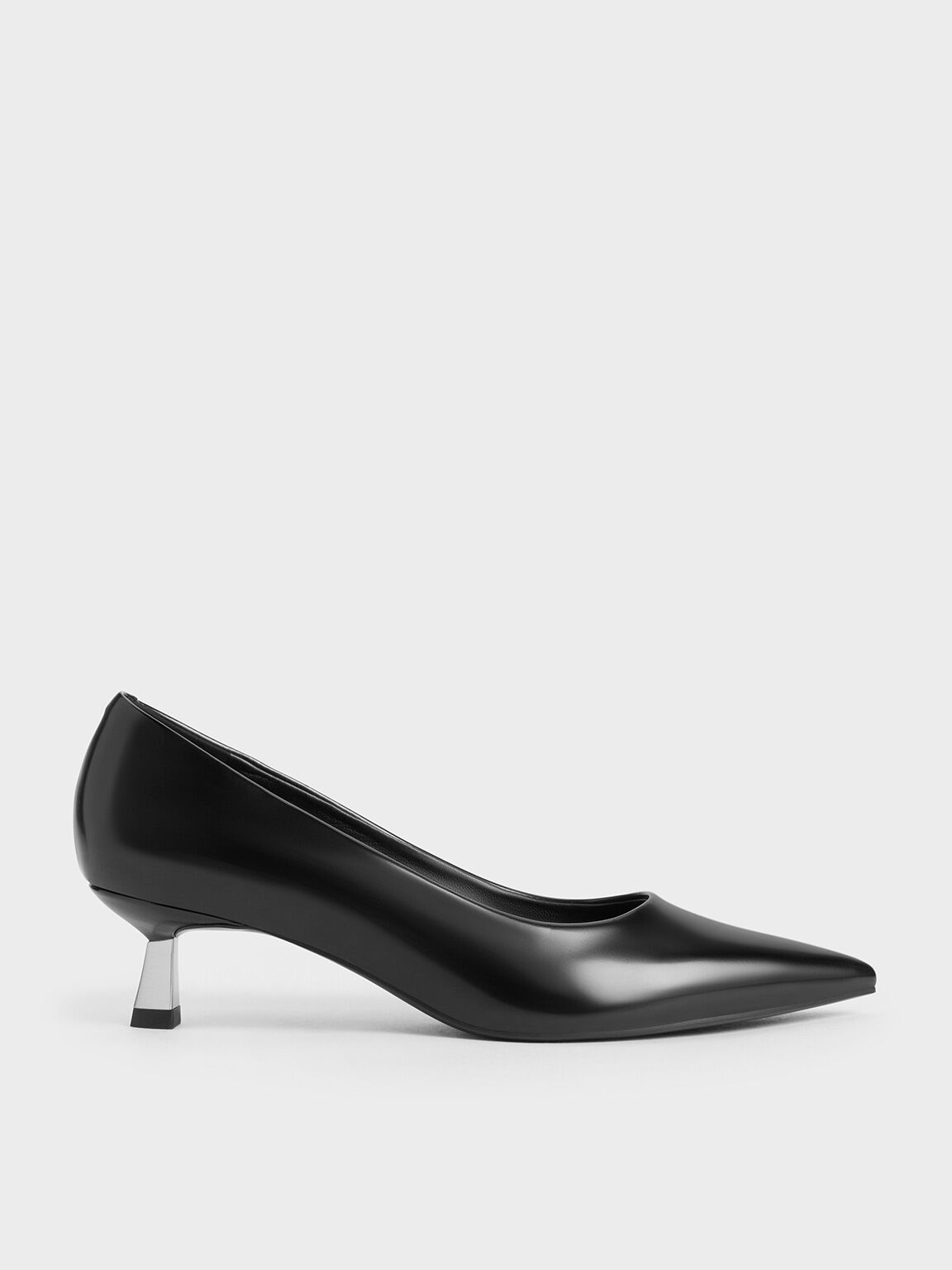 Pointed-Toe Kitten-Heel Pumps, Black Box, hi-res