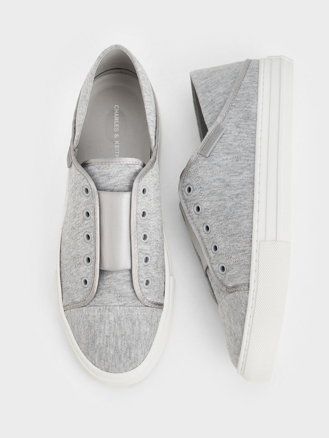 Textured Slip-On Sneakers, Light Grey, hi-res