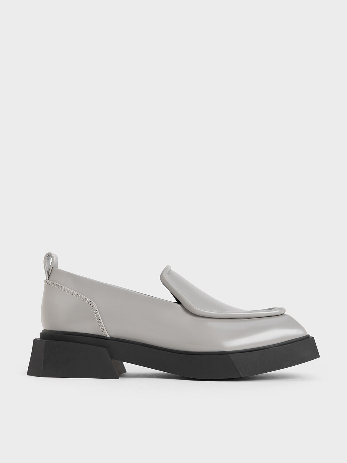 Lorde Geometric Square-Toe Loafers, Grey, hi-res