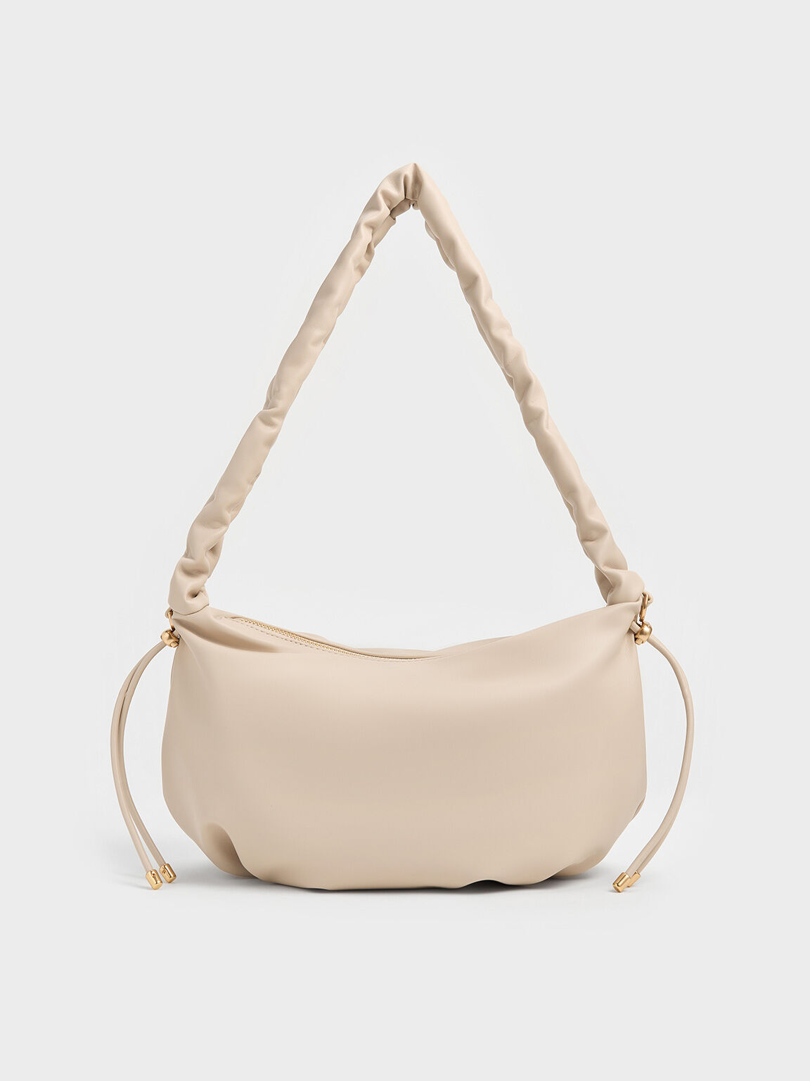 Maisy Ruched-Handle Hobo Bag, Oat, hi-res