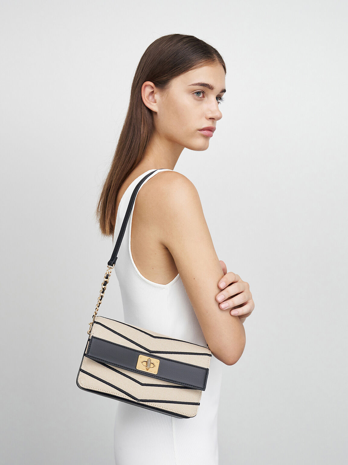 Eleni Canvas Chevron Crossbody Bag, Multi, hi-res