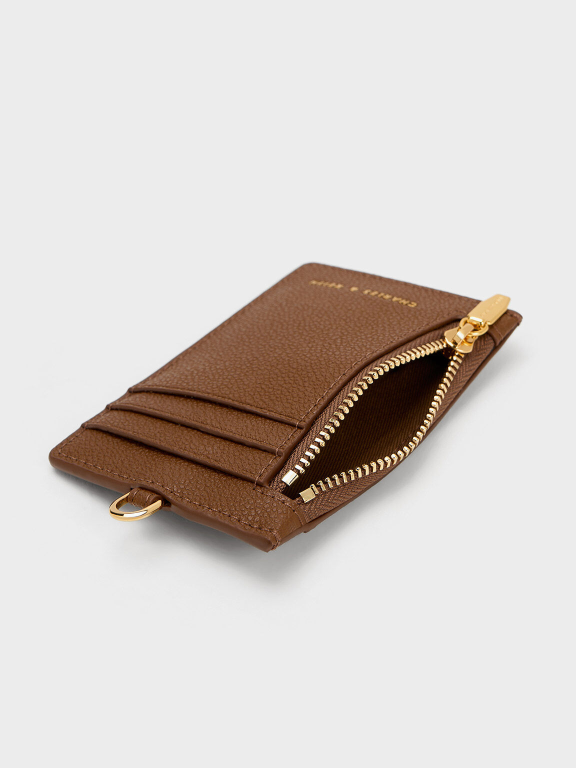 Side Zip Card Holder, Chocolate, hi-res