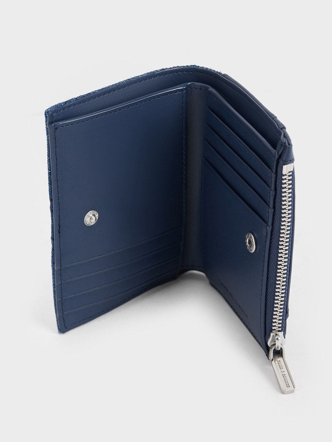 Eleni Denim Quilted Wallet - Denim Blue