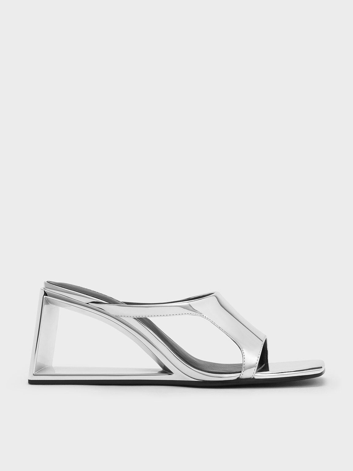 Xeli 鏤空楔型拖鞋, 銀色, hi-res