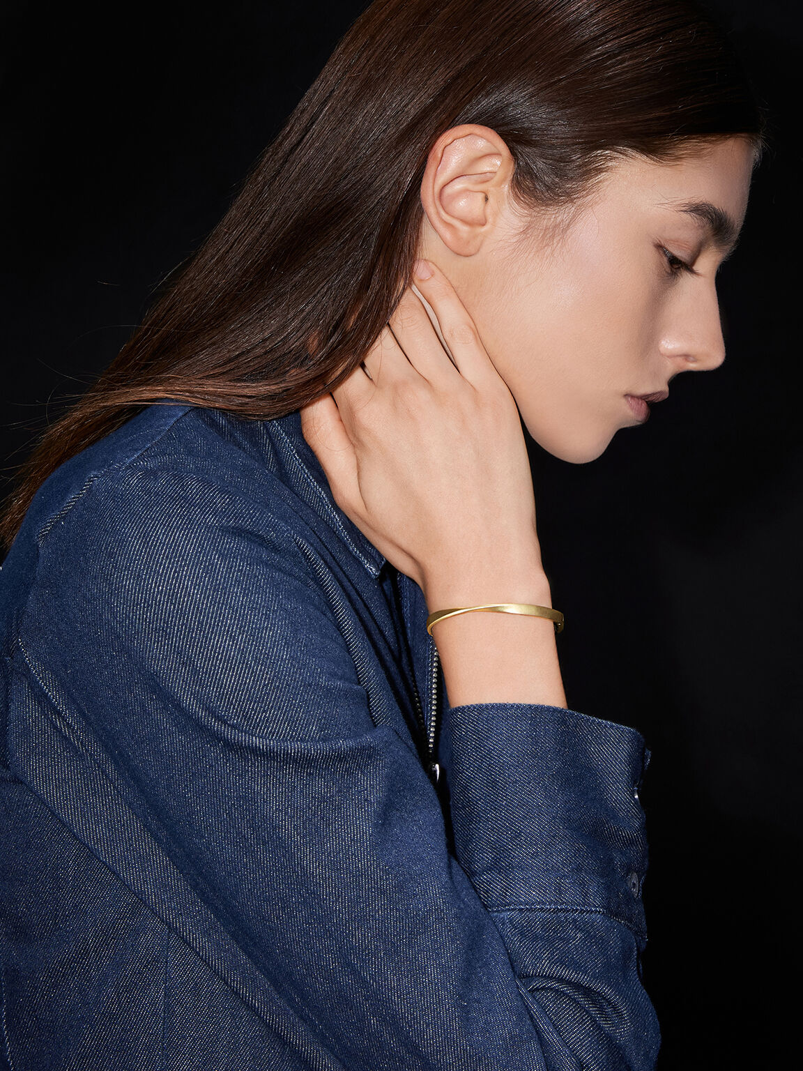 Lena Twist Bangle, Gold, hi-res