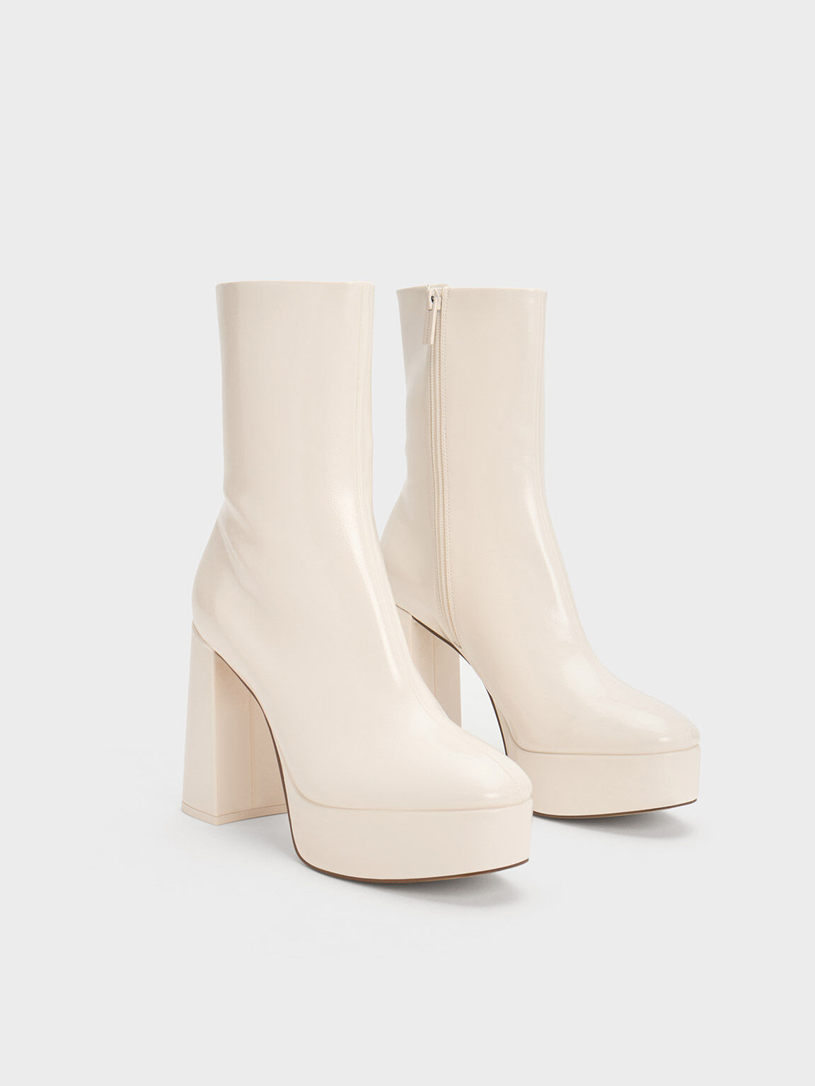 White patent platform discount boots