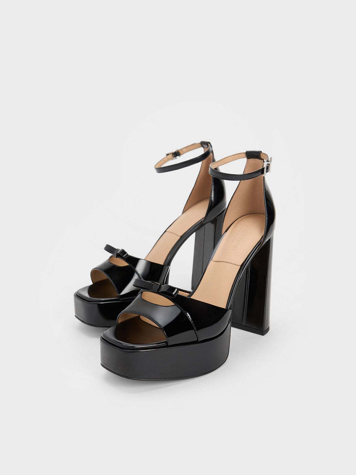 Black Verona Patent Leather Platform Sandals - CHARLES & KEITH US