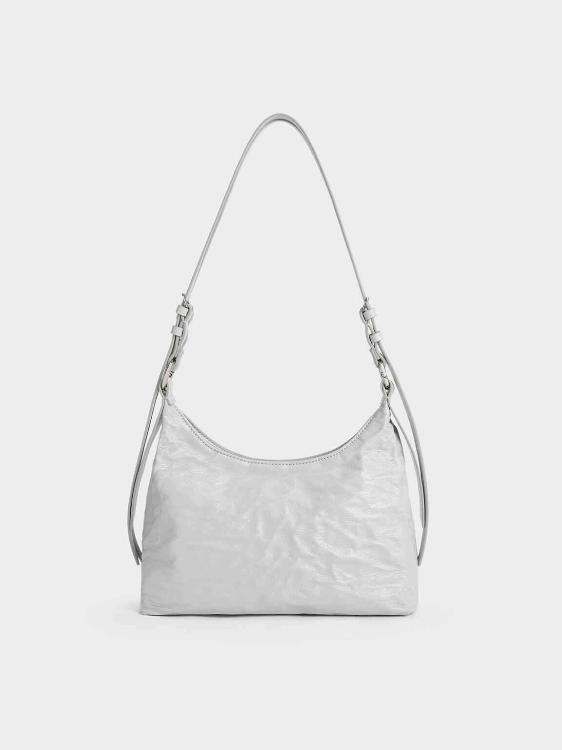 Lark Crinkle-Effect Hobo Bag, Grey, hi-res