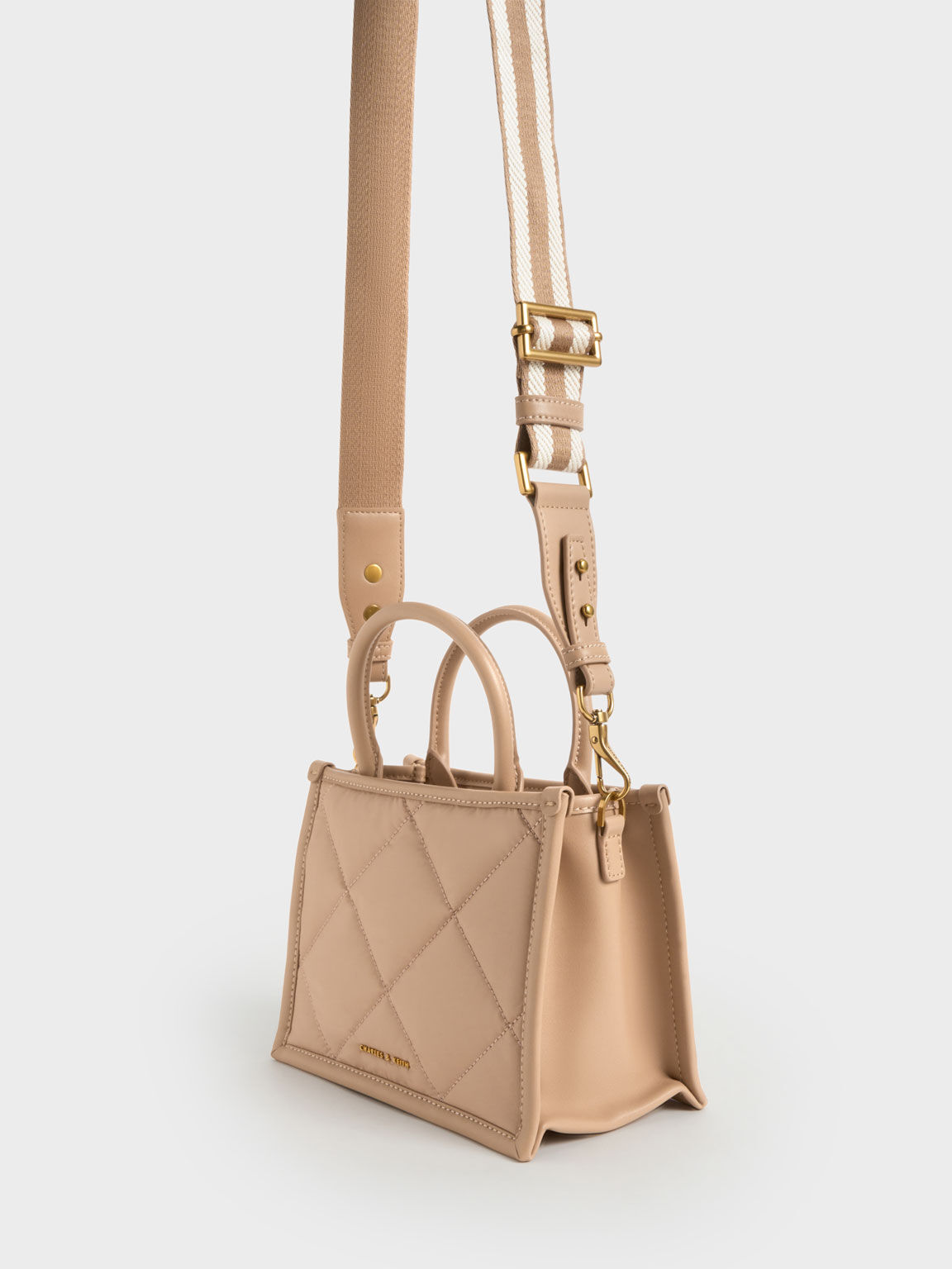 Bolso tote acolchado Celia, Beige, hi-res