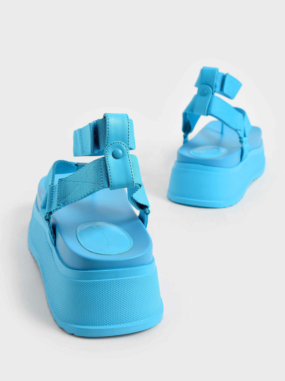 Joss Ankle-Strap Flatform Thong Sandals, Blue, hi-res