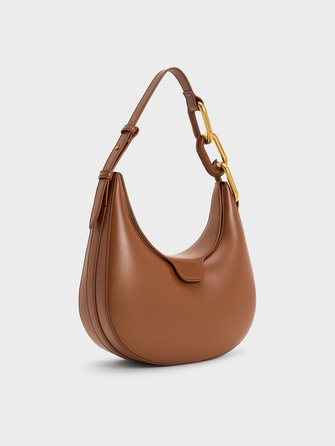 Kora Metallic-Accent Moon Bag, Chocolate, hi-res