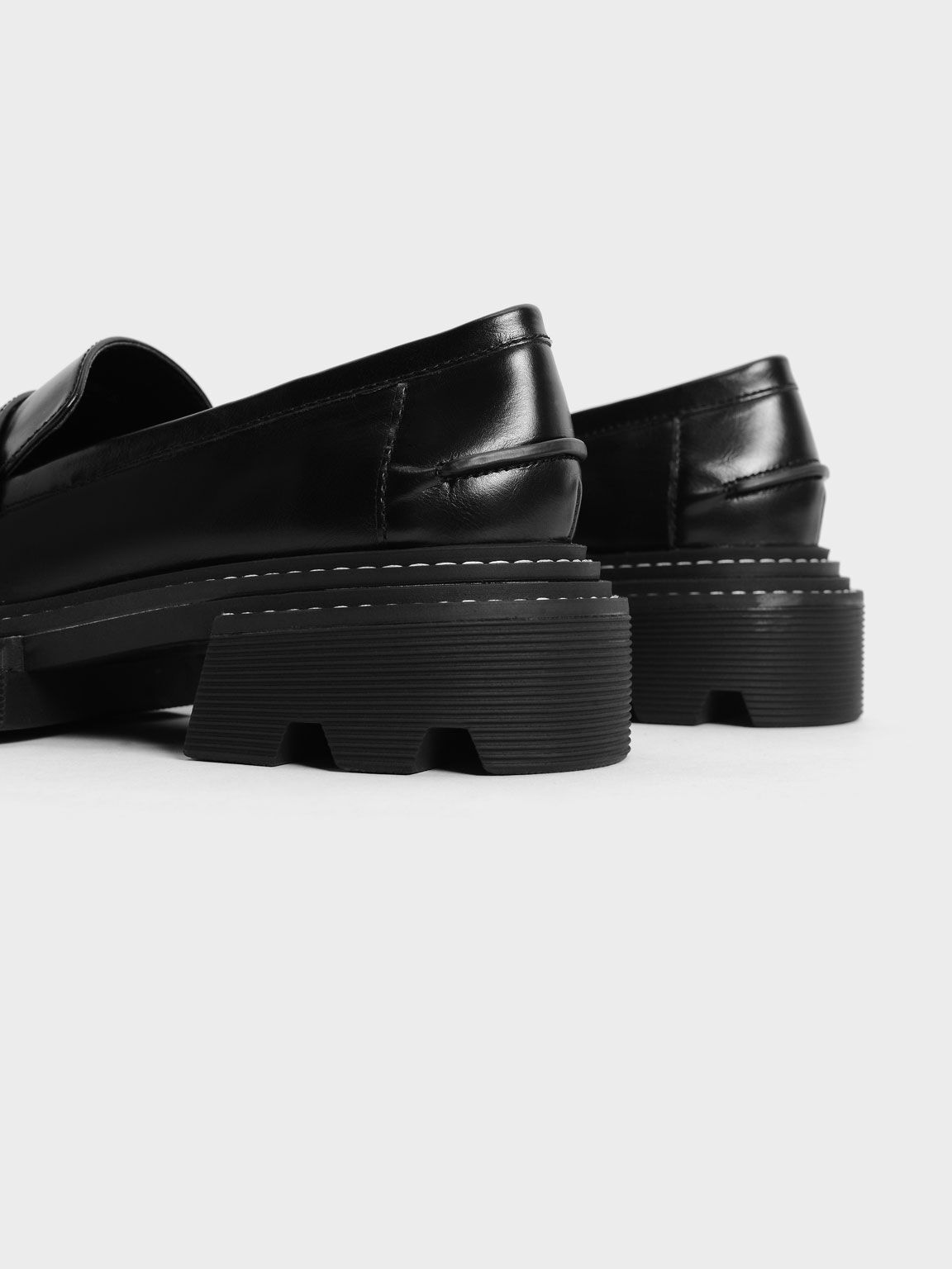 Charles & Keith - Women's Chunky Penny Loafers, Black, US 6