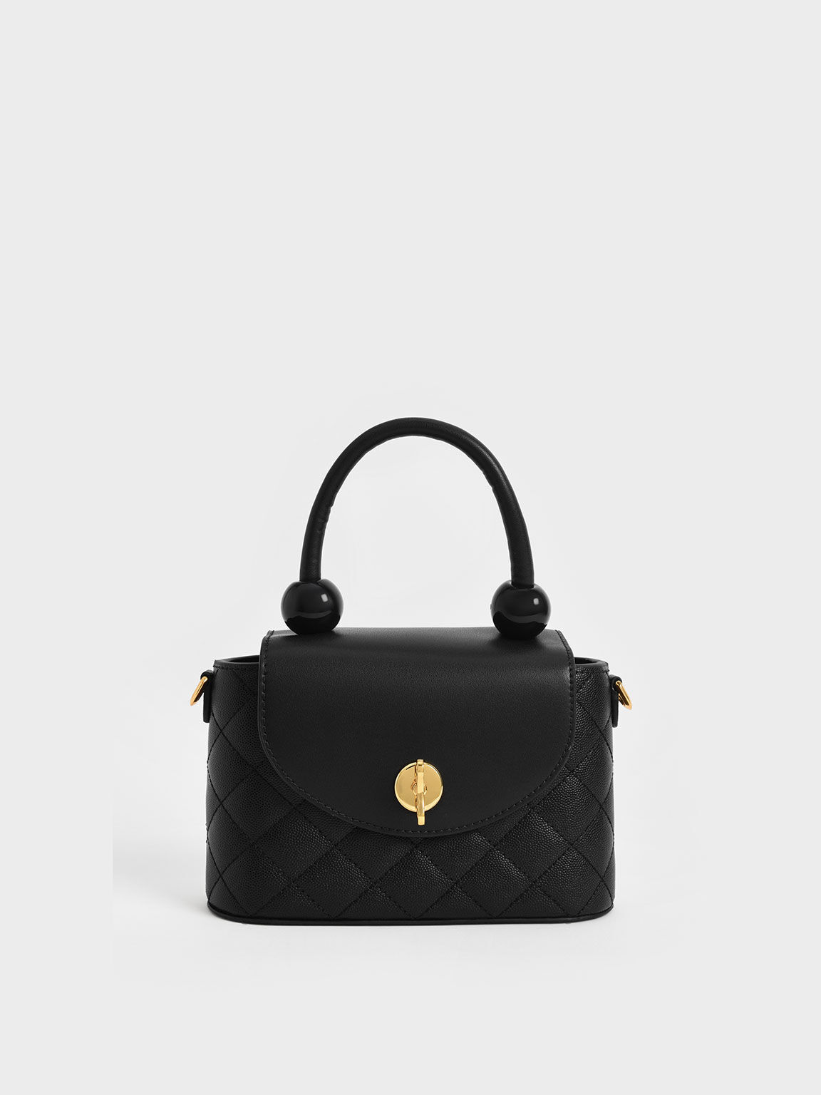 Logo Quilted Top Handle Bag