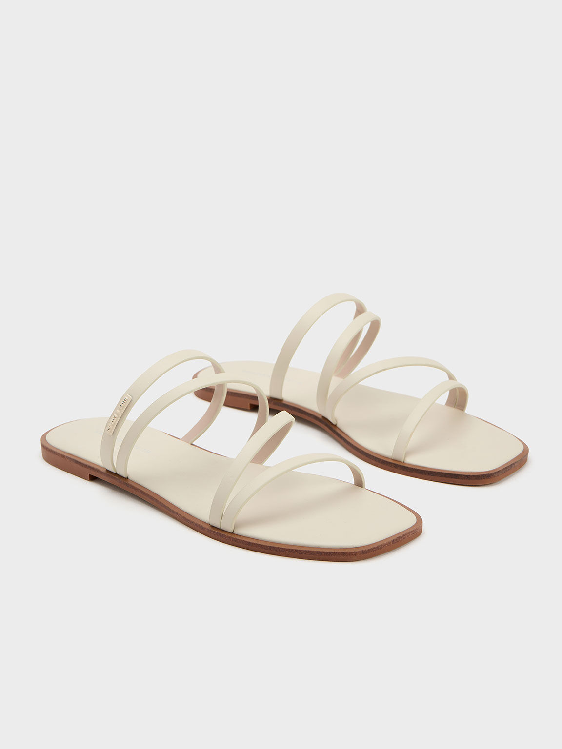 Chalk lliana Strappy Slide Sandals - CHARLES & KEITH SG