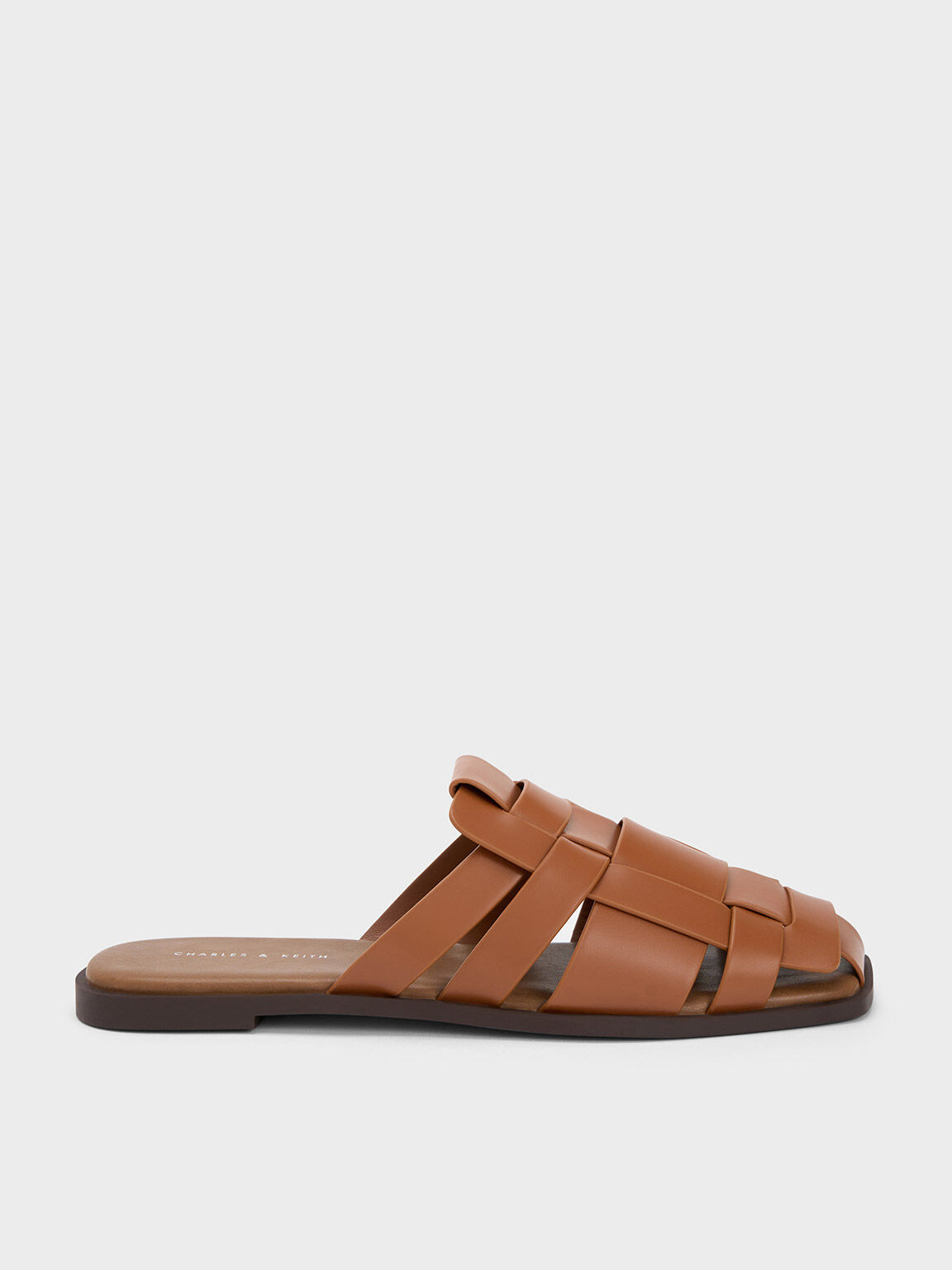 Cognac Woven Flat Mules - CHARLES & KEITH SG