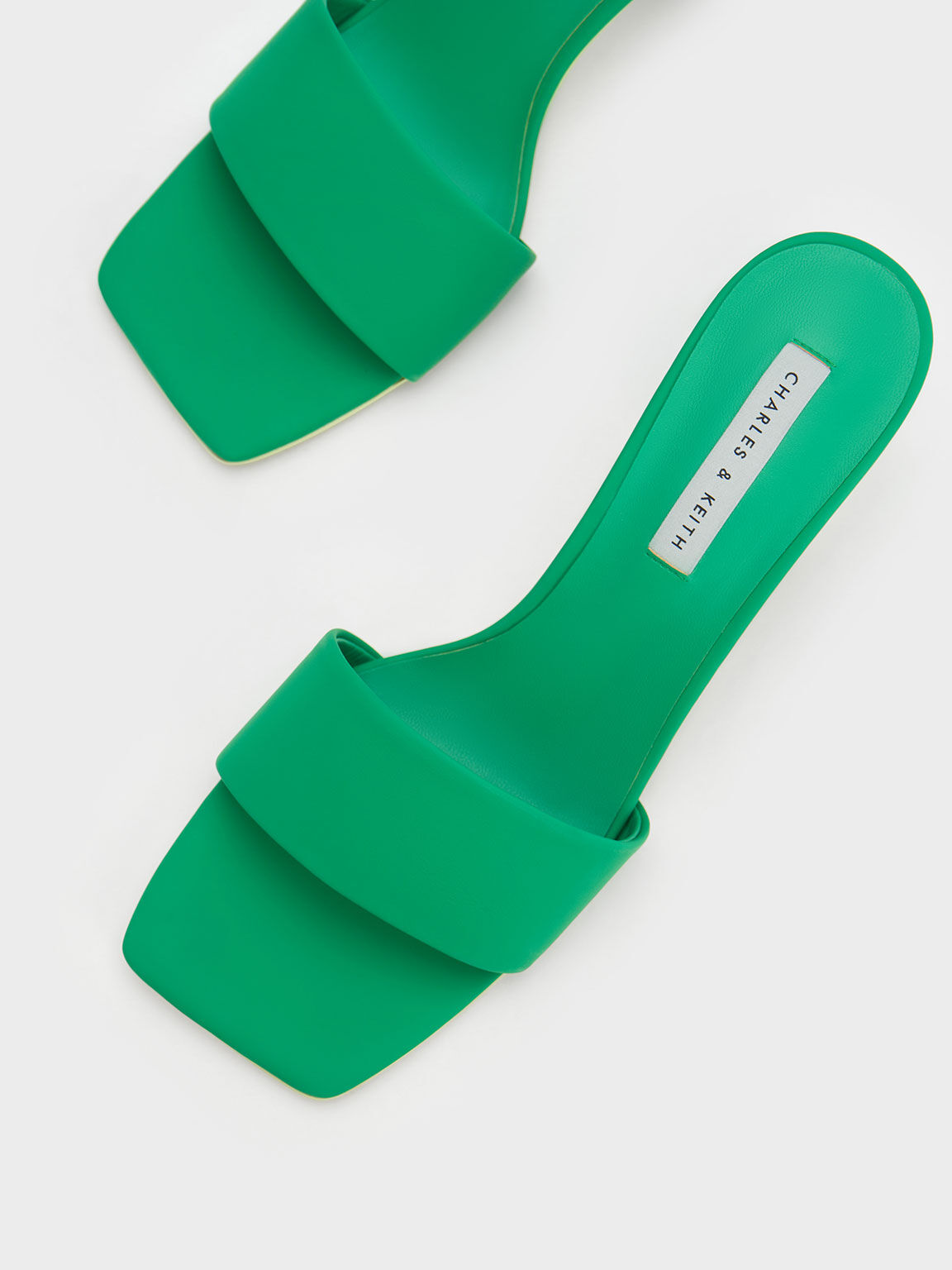 Square Block Heel Mules, Green, hi-res