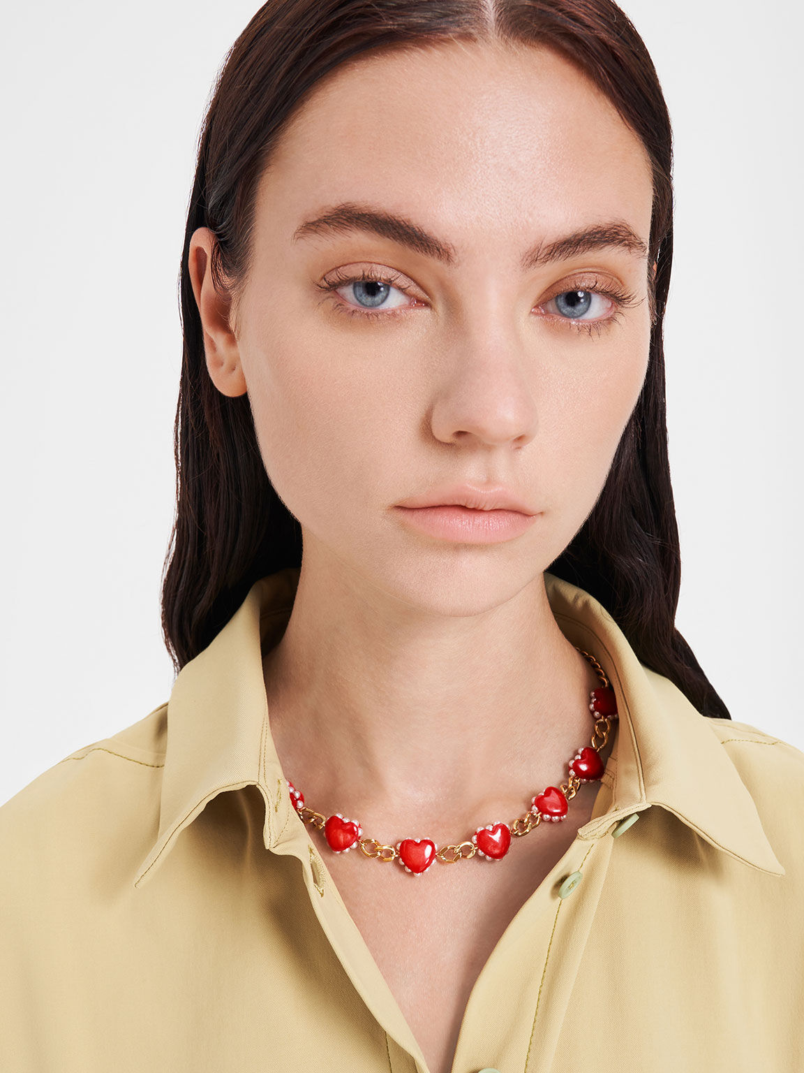 Red Heart Motif Choker US KEITH & CHARLES Necklace 