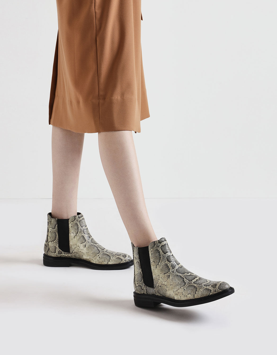 snake print chelsea boots