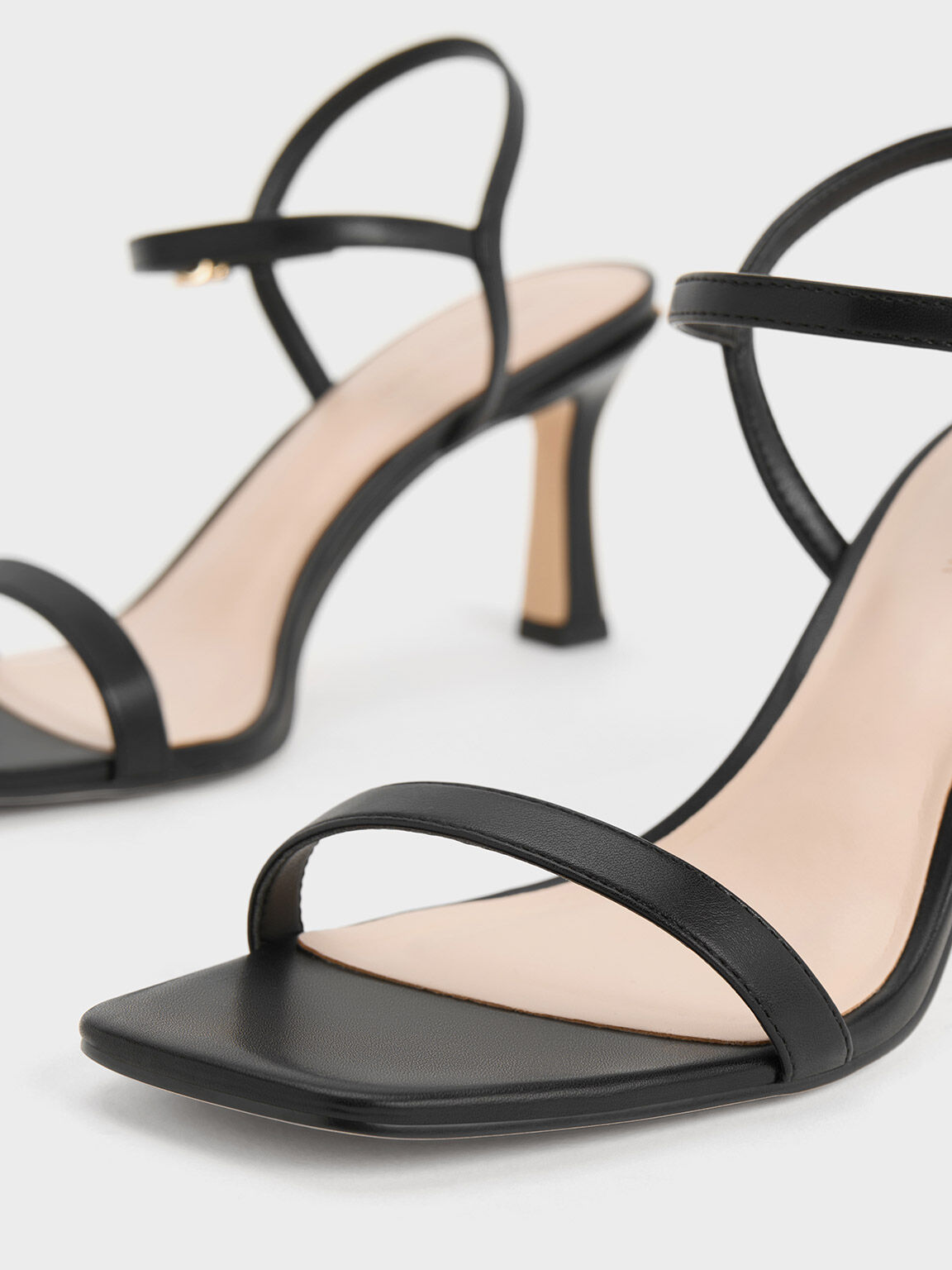 Square-Toe Heeled Sandals, Black, hi-res