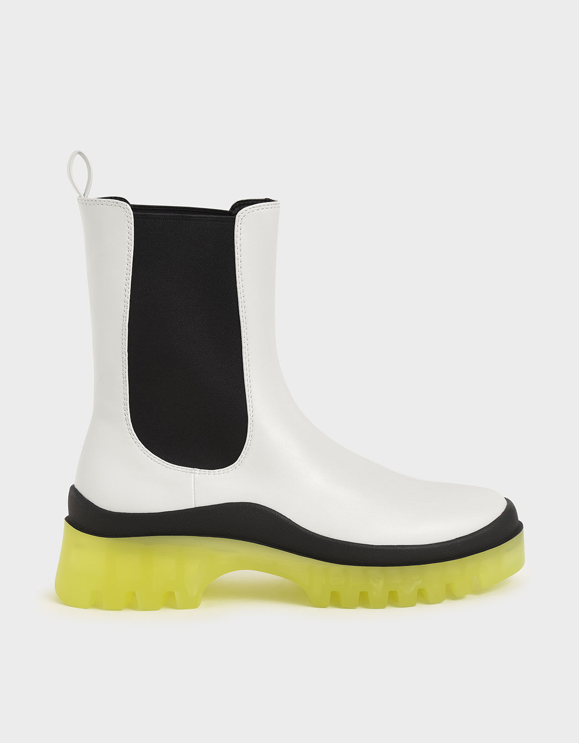 White Clear Sole Chelsea Boots 