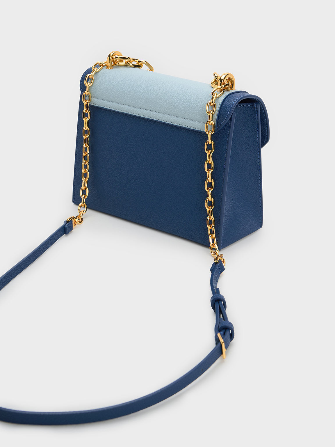 Steel Blue Front Flap Chain Handle Crossbody Bag - CHARLES & KEITH  International