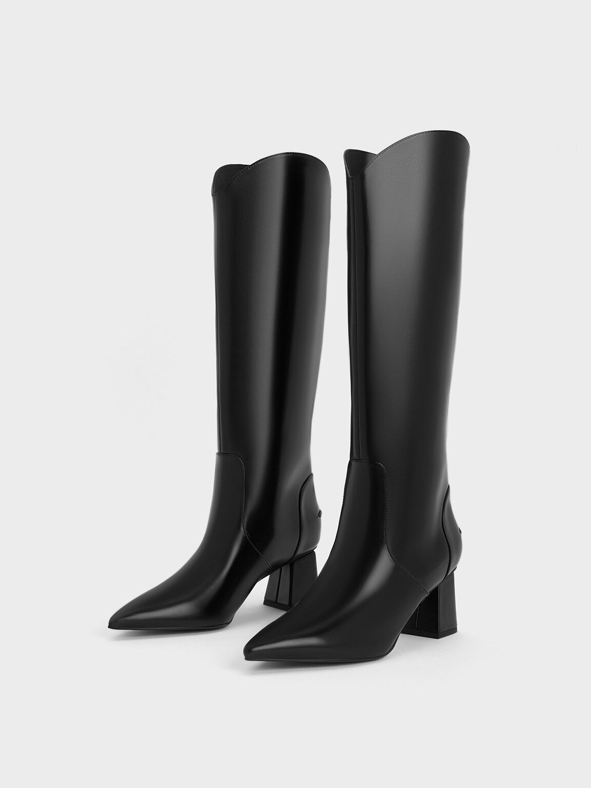 Charles & Keith - Women's Knee High Flat Boots, Chalk, US 8