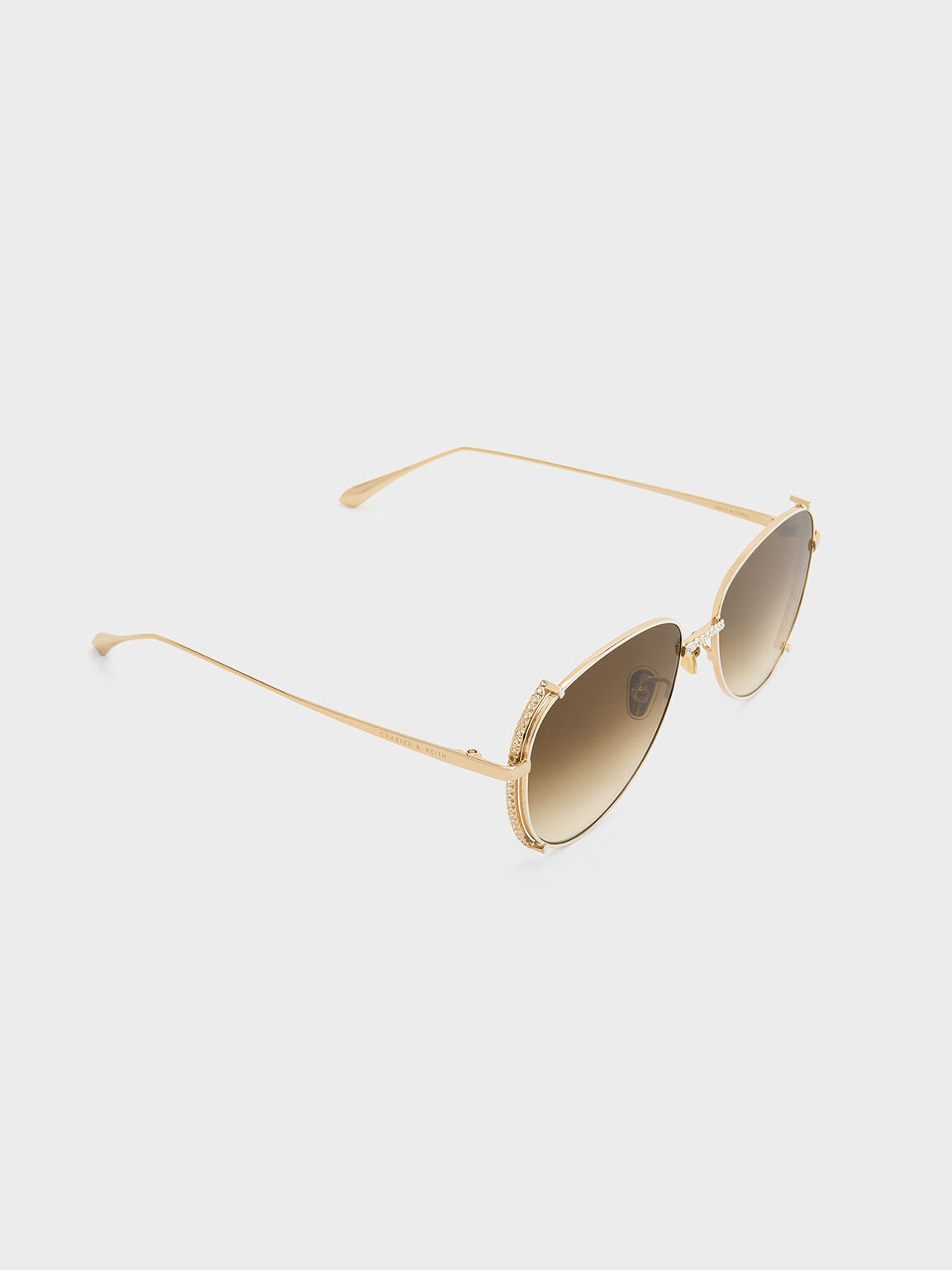 Aviator Sunglasses CHARLES KEITH White US - Wireframe Gem-Embellished &