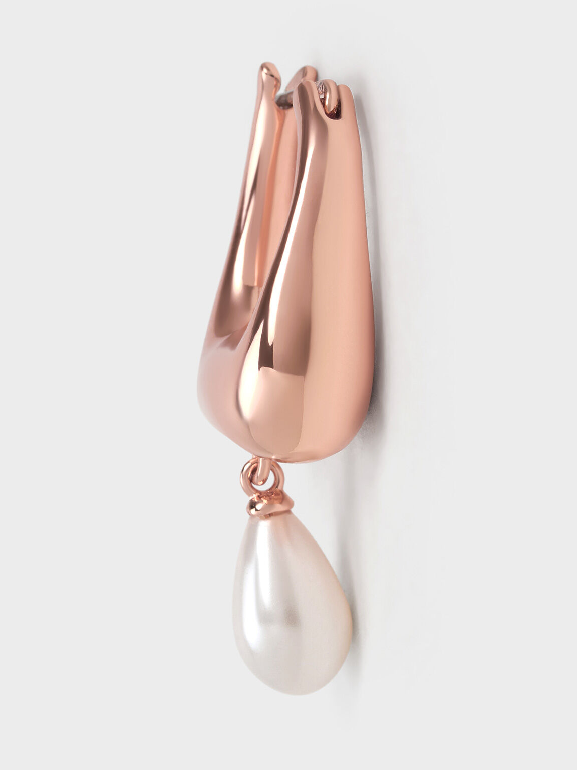 Corrine Teardrop Pearl Hoop Earrings, Rose Gold, hi-res