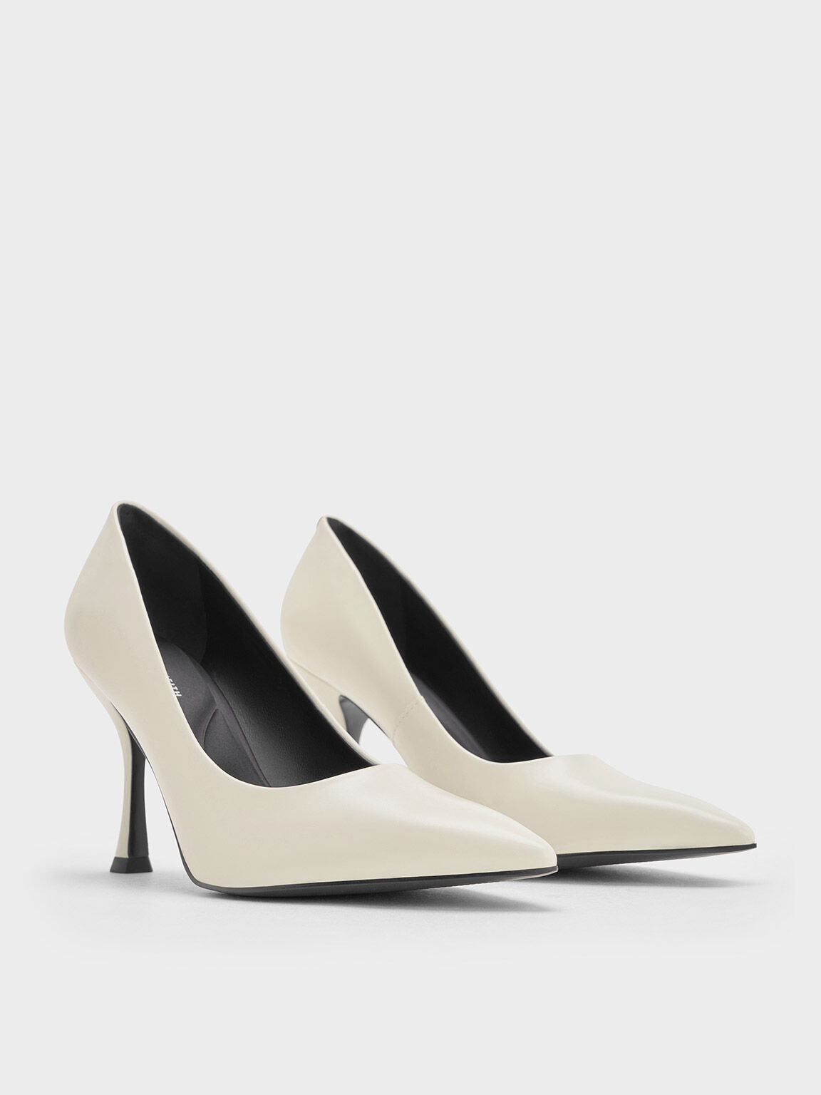 Pointed-Toe Spool-Heel Pumps, Cream, hi-res