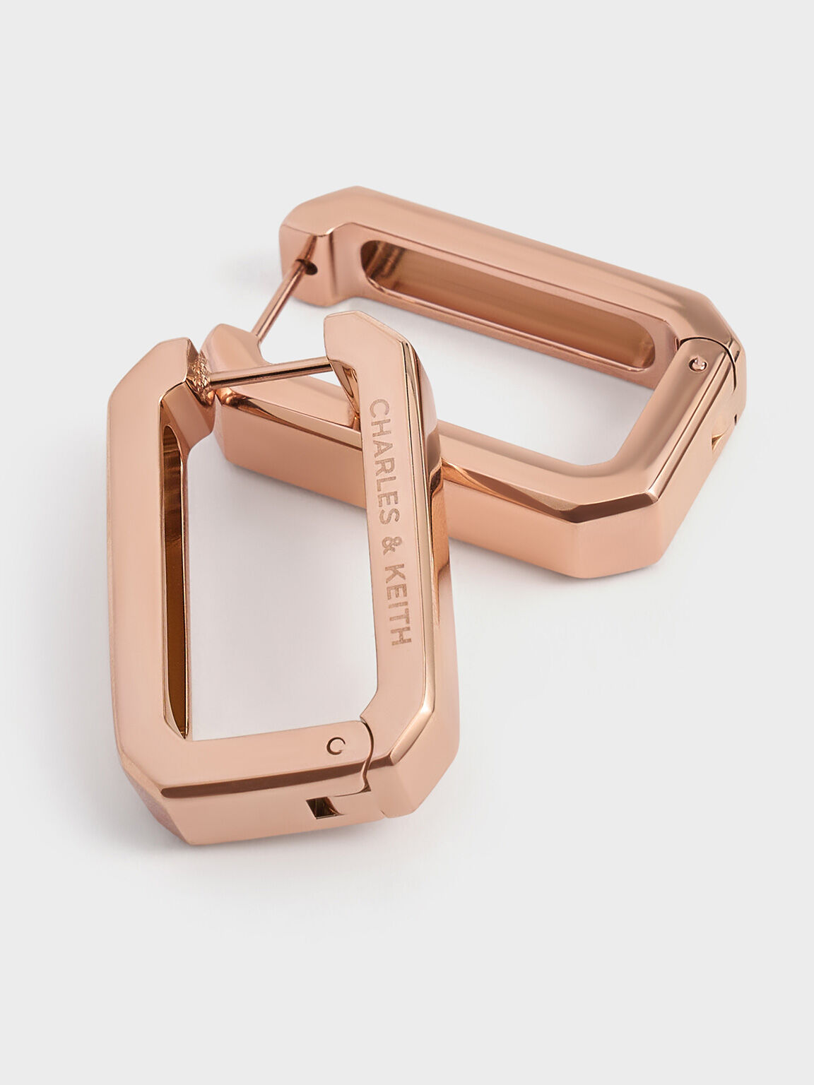 Keziah Rectangle Hoop Earrings, Rose Gold, hi-res