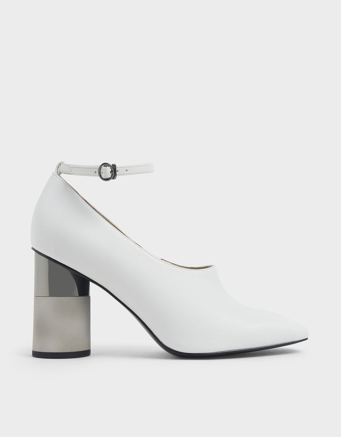 white pumps with ankle strap