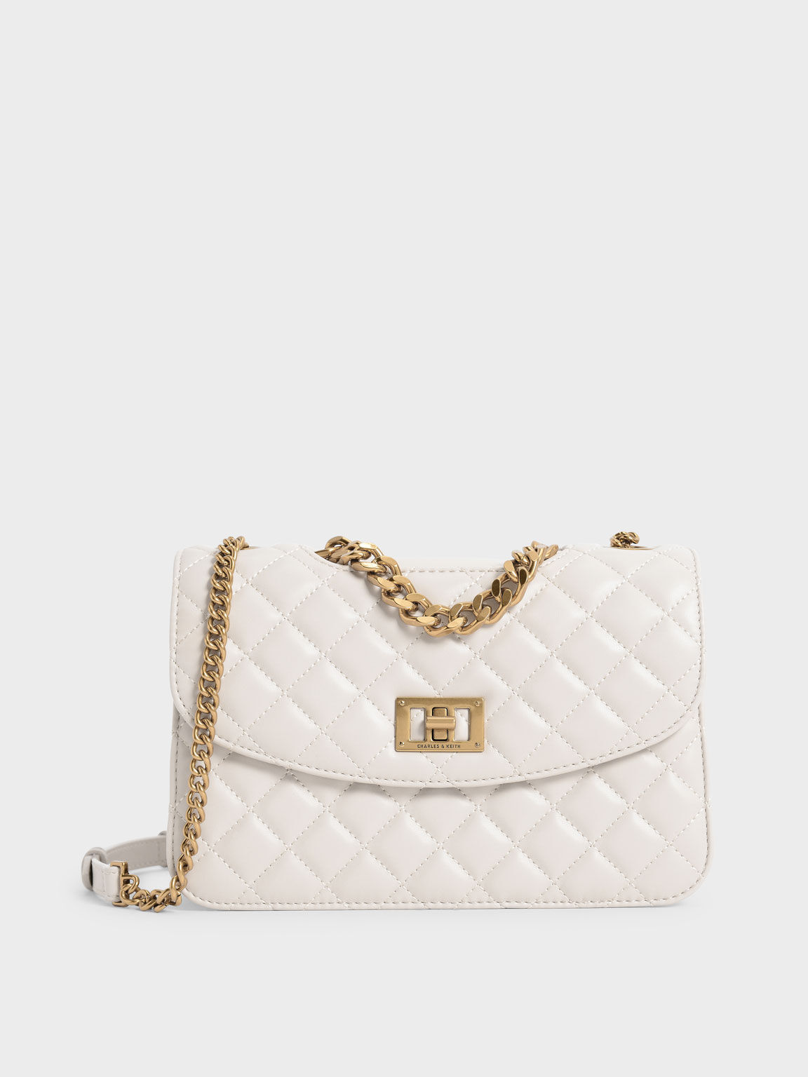 Cressida Quilted Chain Strap Bag - Taupe