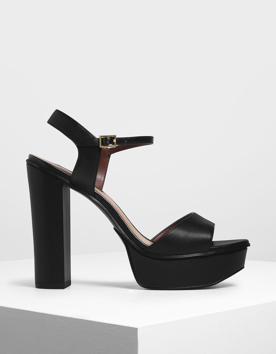 platform black block heels