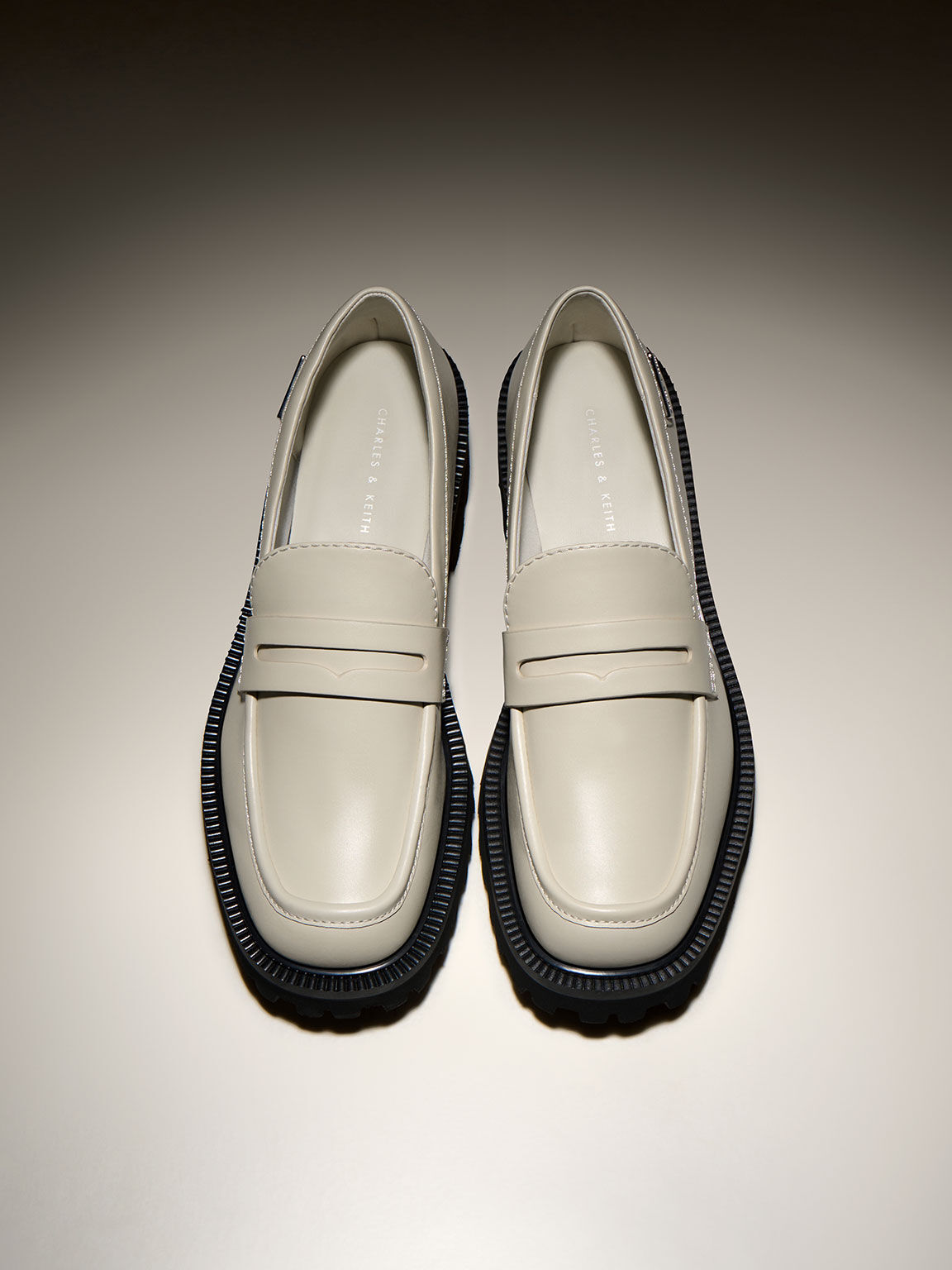 Remy Covered Ridge-Sole Loafers, Chalk, hi-res