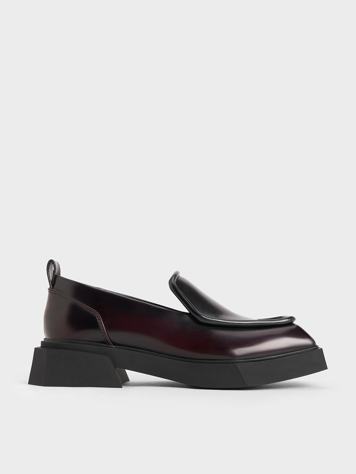 Lorde Geometric Square-Toe Loafers, Burgundy, hi-res