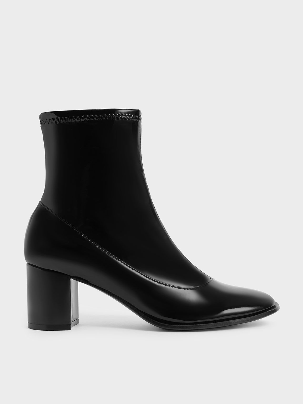 next black patent ankle boots