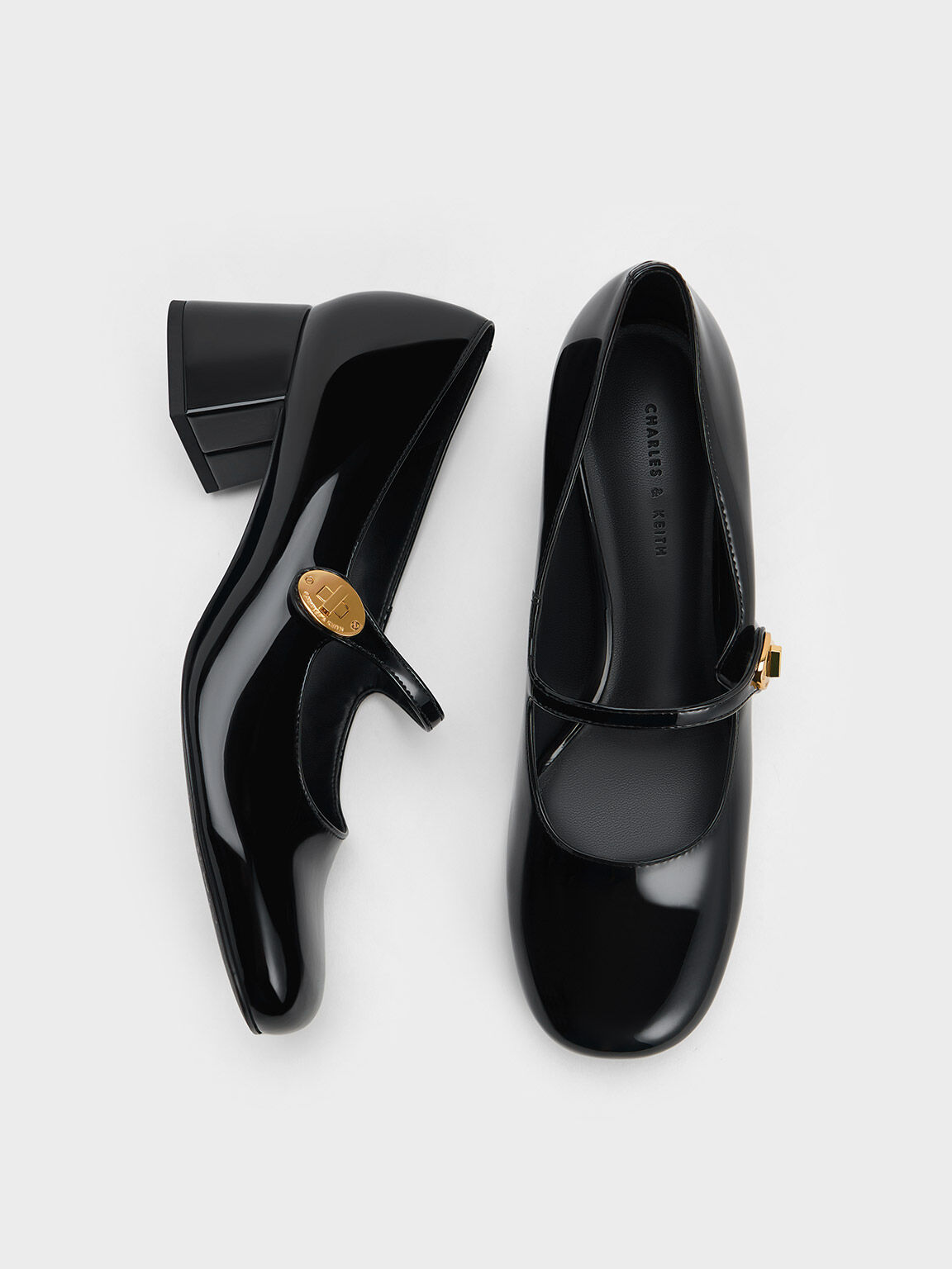 Patent leather sale block heels