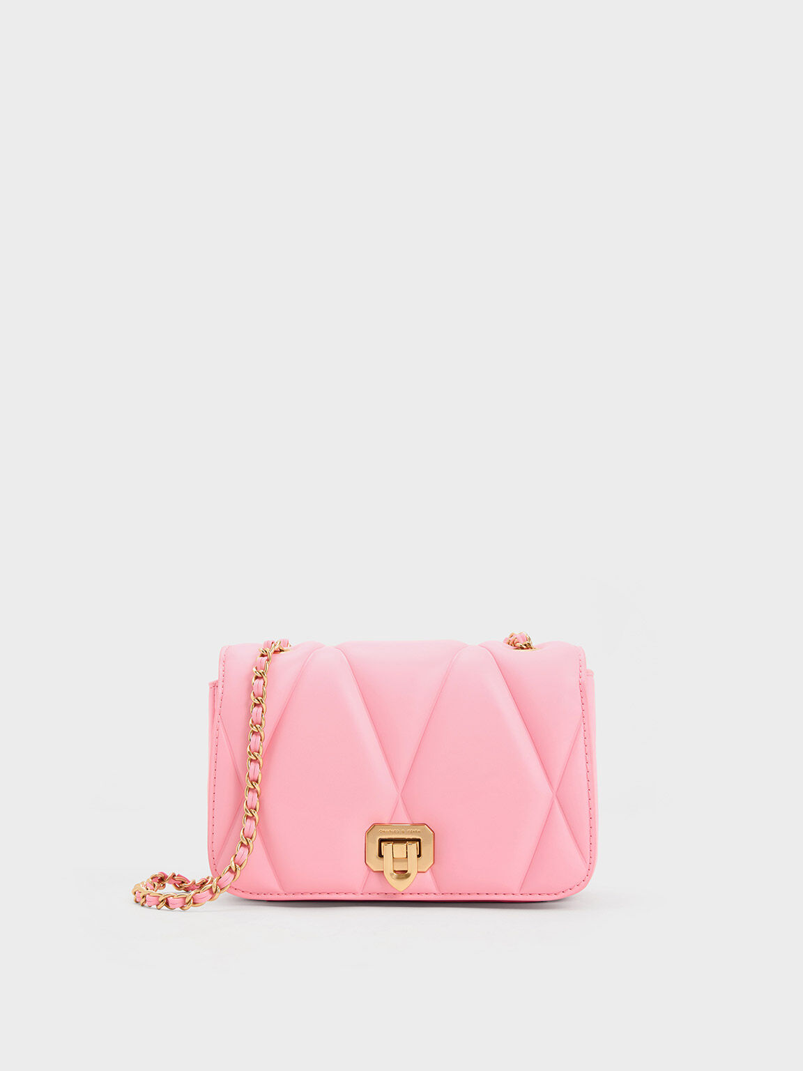 Pink Curved Handle Shoulder Bag - CHARLES & KEITH US