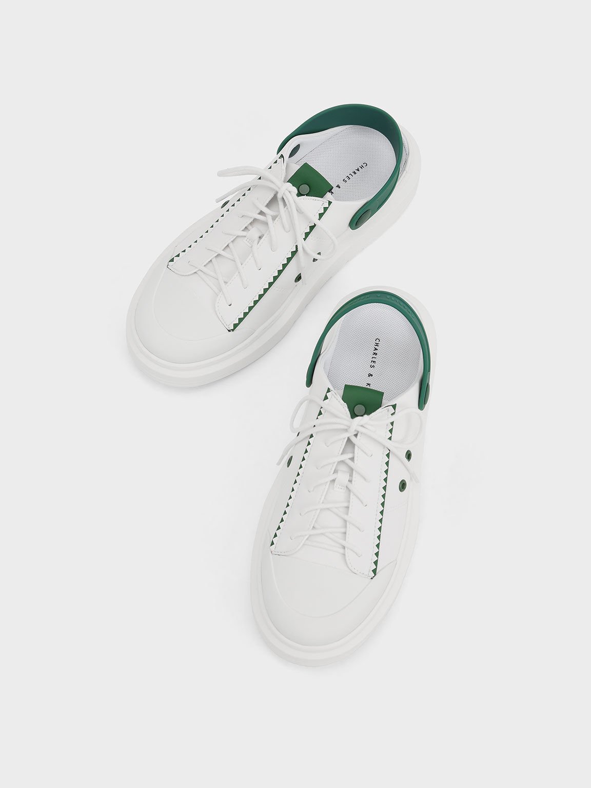 Green Hart Slingback Platform Sneaker Mules - CHARLES & KEITH 