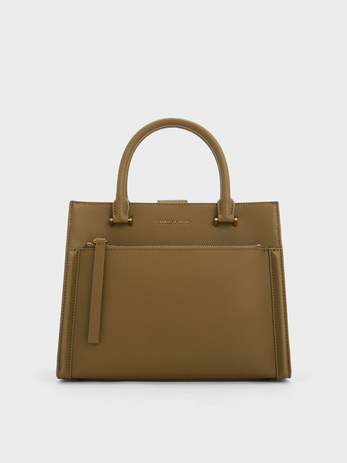 Khaki Anwen Structured Tote Bag - CHARLES & KEITH International