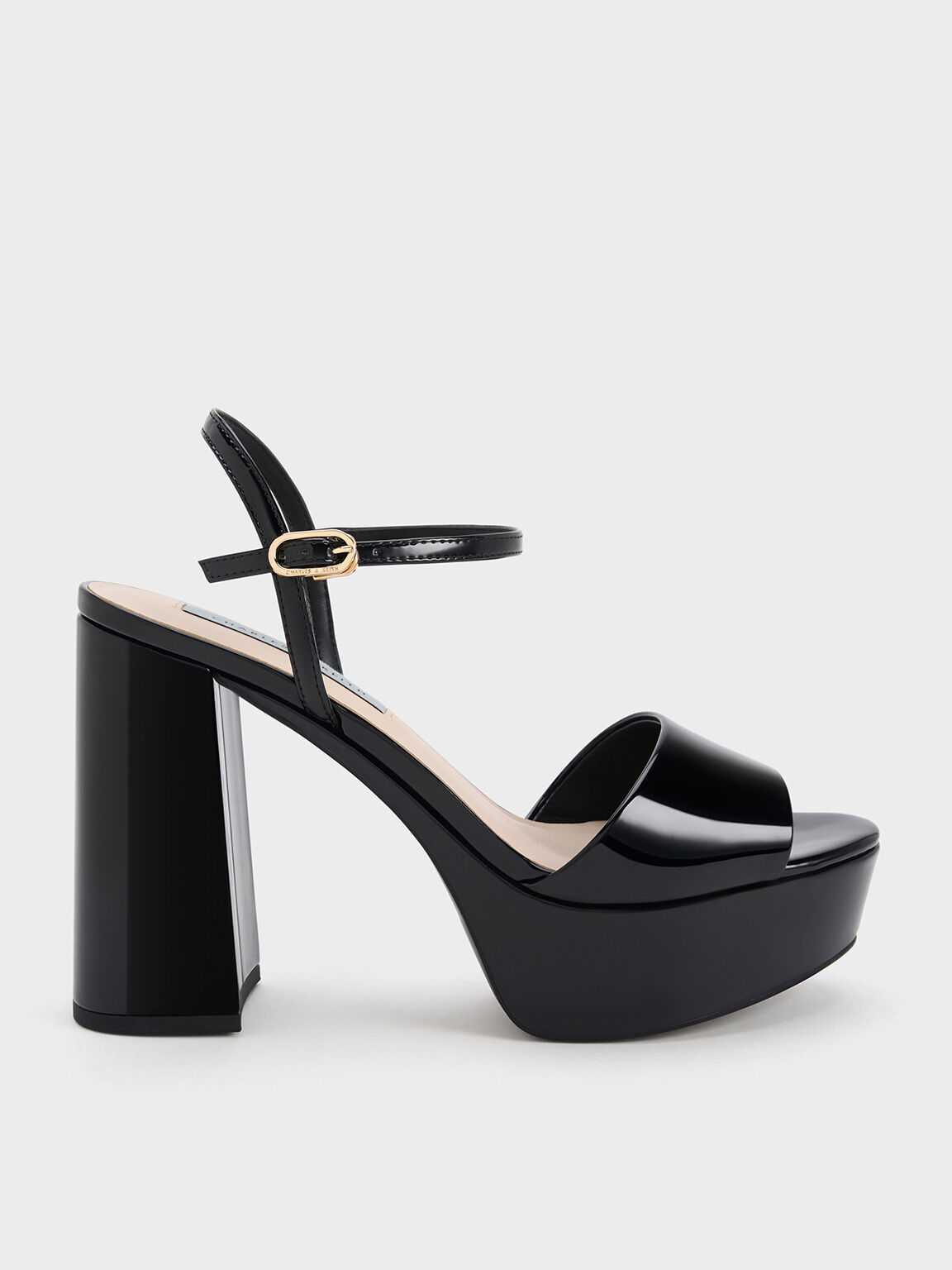 Halle Peep-Toe Patent Platform Sandals, Black Patent, hi-res